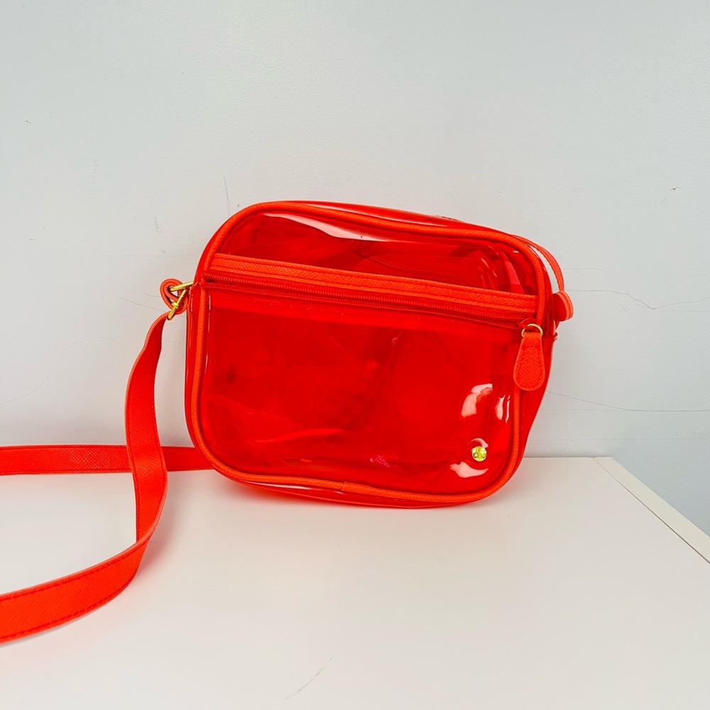Red-Orange Clear Vinyl Crossbody Bag
